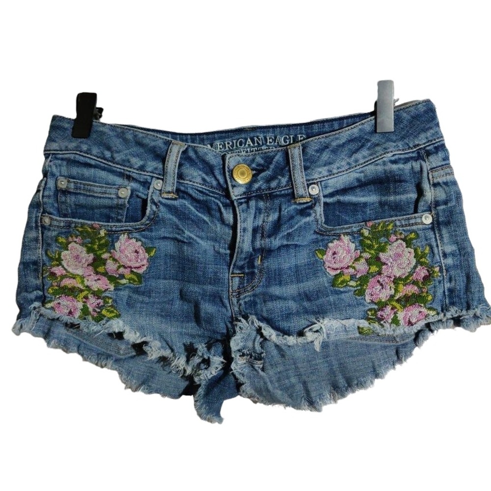 American eagle flora embroidered shorts